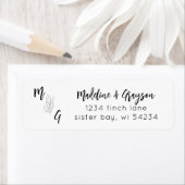 Étiquette Monogramme d'adresse de retour de script botanique (En situation)