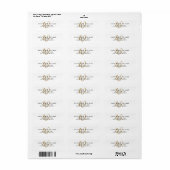 Étiquette Monogramme d'adresse de retour de script or modern (Feuille entière)
