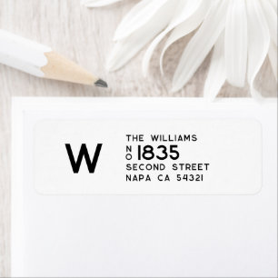 Étiquette Monogramme d'adresse de retour minimaliste moderne