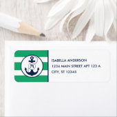 Étiquette Monogramme d'Ancre marine verte (En situation)