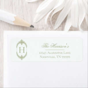Étiquette Monogramme de cadre de fruits français - Vert oliv