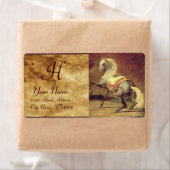 Étiquette MONOGRAMME DE CHEVAL GRISÉ, marron (En situation)