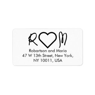 Étiquette Monogramme de cœur pour couple mignon Adresse de r