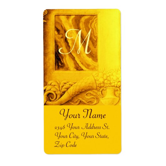 Étiquette MONOGRAMME DE CORNUCOPIE, jaune or clair (Devant)