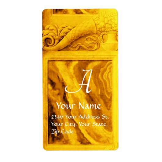 Étiquette MONOGRAMME DE CORNUCOPIE, jaune or clair (Devant)