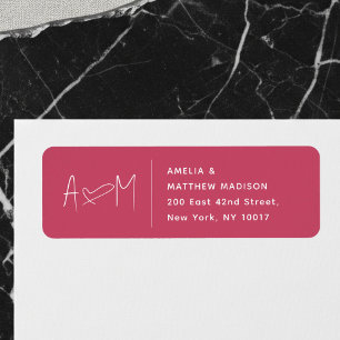 Étiquette Monogramme de couple pour adresse de retour