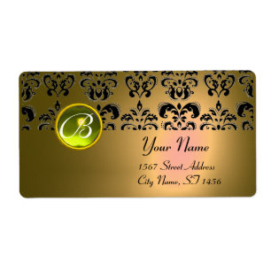 Étiquette MONOGRAMME DE DOMMASQUES JAUNES, topaz