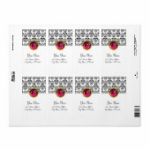 Étiquette MONOGRAMME DE DOMMASQUES NOIR ET BLANC, Rubis Rose (Feuille entière)