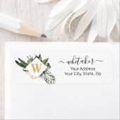 Étiquette Monogramme de feuille botanique, nom du script Adr (En situation)