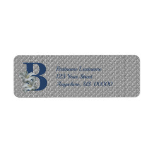 Étiquette Monogramme de fleur d'Hibiscus initiale B adresse