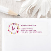 Étiquette Monogramme de fleurs d'aquarelle moderne Adresse d (En situation)