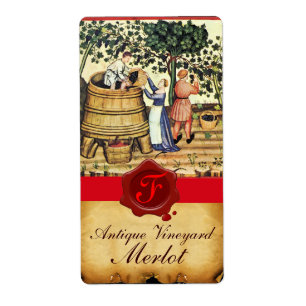 ÉTIQUETTE MONOGRAMME DE GRAINE ANTIQUE VINEYARD HARVEST WAX