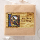 ÉTIQUETTE MONOGRAMME DE LA NATIVITÉ PARCHEMENT DE NOËL (En situation)