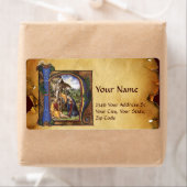 ÉTIQUETTE MONOGRAMME DE LA NATIVITÉ PARCHEMENT DE NOËL (En situation)