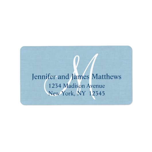 Étiquette Monogramme de lin rustique pour Mariages (Devant)