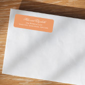 Étiquette Monogramme de mariage aux pêches, écriture florale