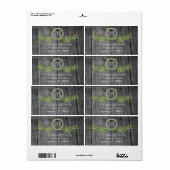 Étiquette Monogramme de Mariage de romarin et de bois rustiq (Feuille entière)