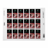 ÉTIQUETTE MONOGRAMME DE MARIAGE DE VÉLO BLEU ROUGE NOIR (Feuille entière)