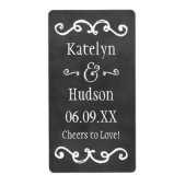 Étiquette Monogramme de mariage écriture tableau noir rustiq (Devant)
