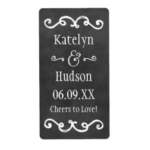Étiquette Monogramme de mariage écriture tableau noir rustiq