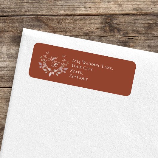 Étiquette Monogramme de mariage en Bourgogne, écriture flora