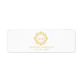 Étiquette Monogramme de mariage floral orné (Devant)