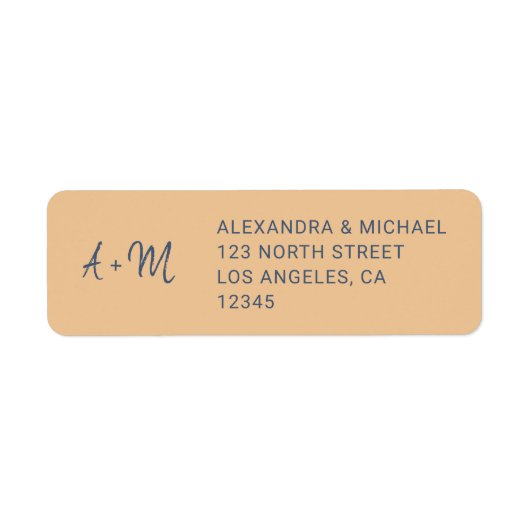 Étiquette Monogramme de marine rose poussiéreuse script mari (Devant)