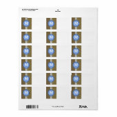 Étiquette Monogramme de motif zèbre Brown et bleu (Feuille entière)