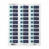 Étiquette Monogramme de Navy et de Turquoise Chevron (Feuille entière)