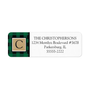 Étiquette Monogramme de papier kraft à tampon vert et de pap