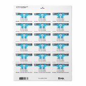 Étiquette Monogramme de ruban bleu avec Motif (Feuille entière)