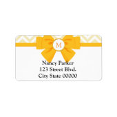 Étiquette Monogramme de ruban jaune (Devant)