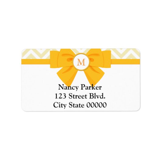 Étiquette Monogramme de ruban jaune (Devant)