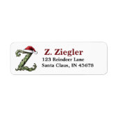 Étiquette Monogramme de Santa Hat (Devant)