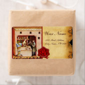 ÉTIQUETTE MONOGRAMME DE SCEAU DE CIRE ROUGE HYGÉNIE (En situation)