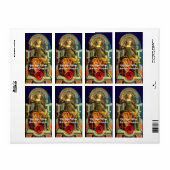 ÉTIQUETTE MONOGRAMME DE SCEAU DE CIRE ROUGE /TAROTES ANCIENN (Feuille entière)