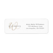 Étiquette Monogramme de script marron moderne (Devant)