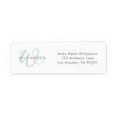 Étiquette Monogramme de script sarcelle moderne (Devant)