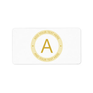 Étiquette Monogramme de style logo moderne Or et blanc