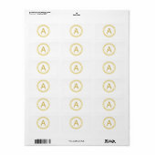 Étiquette Monogramme de style logo moderne | Or et blanc (Feuille entière)