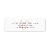 Étiquette Monogramme de style moderne rose blush (Devant)