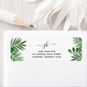 Étiquette Monogramme de verdure botanique Adresse de retour