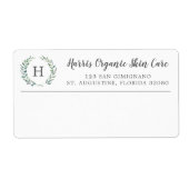 Étiquette Monogramme de verdure rustique Livraison d'affaire (Devant)