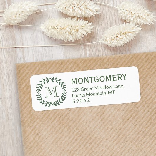 Étiquette Monogramme de verdure Rustique Pays Adresse de ret