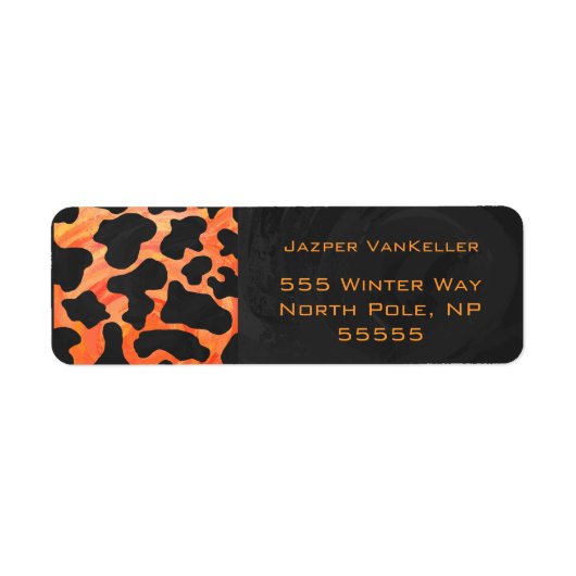 Étiquette Monogramme de zèbre orange et noir (Devant)