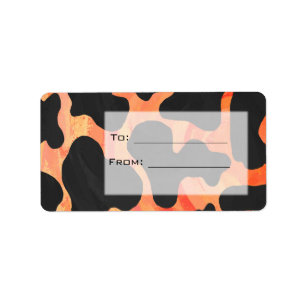 Étiquette Monogramme de zèbre orange et noir