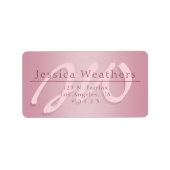 Étiquette Monogramme d'écriture élégante ombré mauve adresse (Devant)