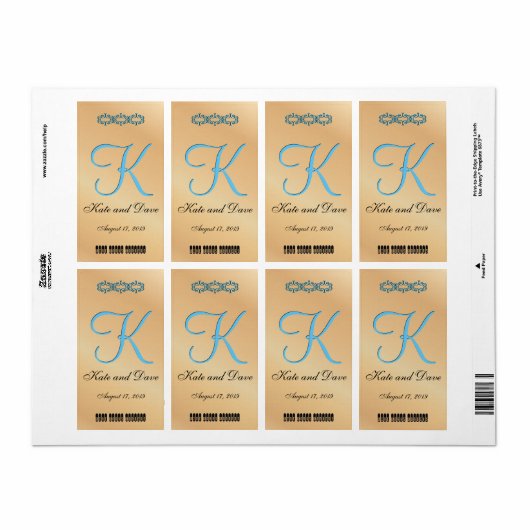 Étiquette Monogramme d'érable Brown (Feuille entière)