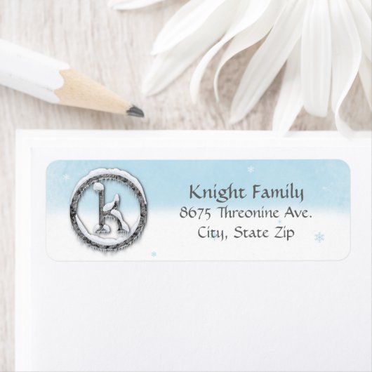 Étiquette Monogramme d'hiver K (En situation)