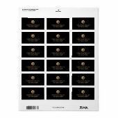 Étiquette Monogramme d'or noir moderne Adresse de retour (Feuille entière)